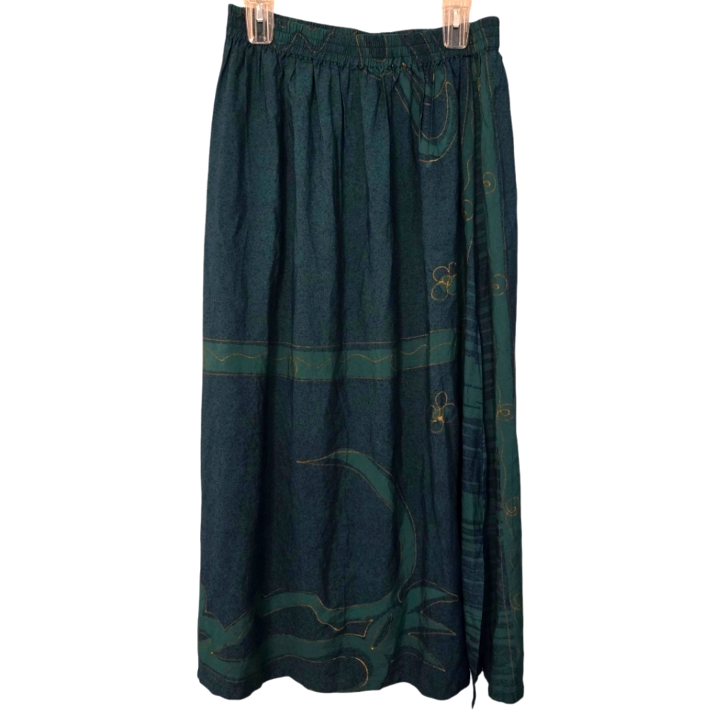 Southwest Indian Foundation Pull On Maxi Skirt Boho Art To Wear Large